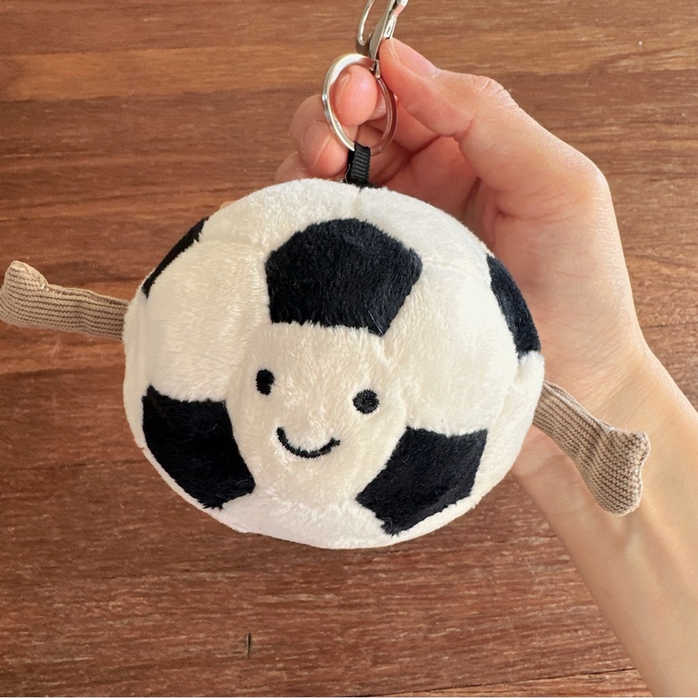 Soccer Ball Plush Keychain Clip Cute Sports Bag Charm Backpack Accessory Gift